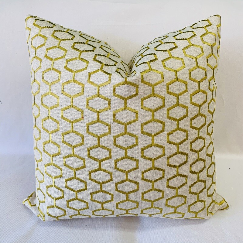 Yellow Geometric Embroidered Pillow
