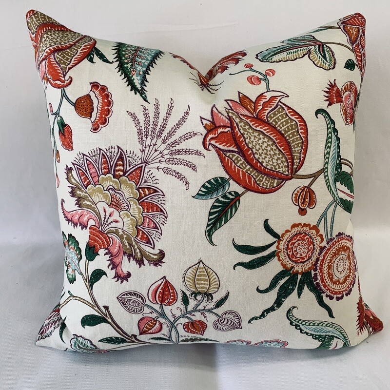 Jacobean Red Floral Pillow