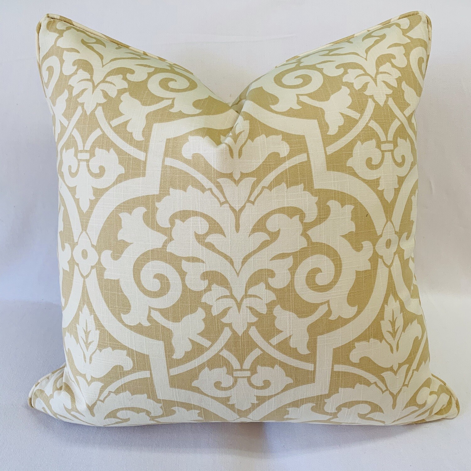 Gold &amp; Cream Damask Pillow