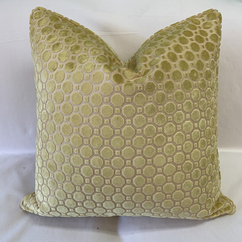 Yellow Geometric Cut Velvet Pillow