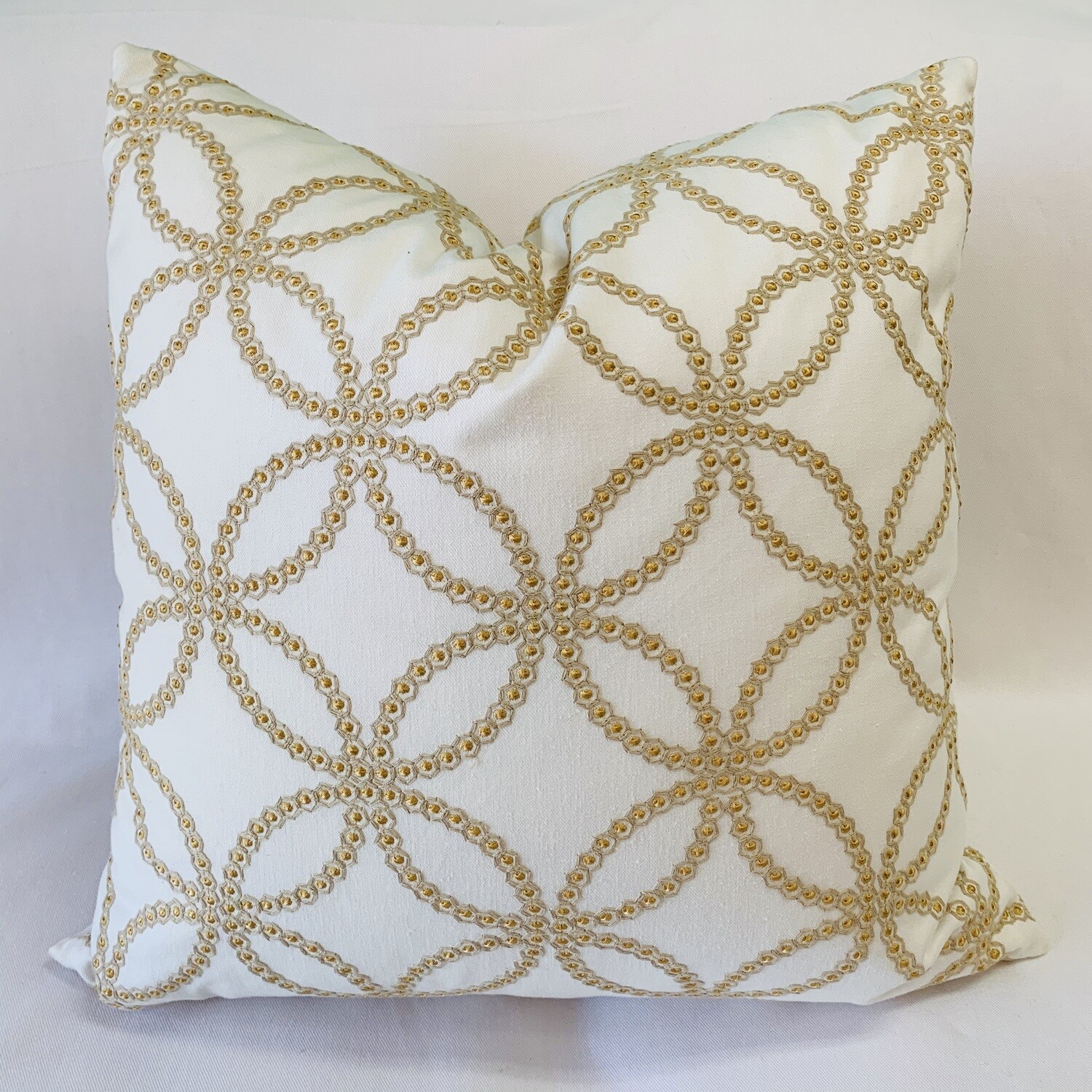 Gold Circular Embroidered Pillow