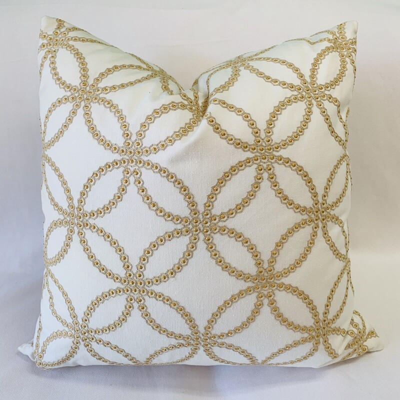 Gold Circular Embroidered Pillow
