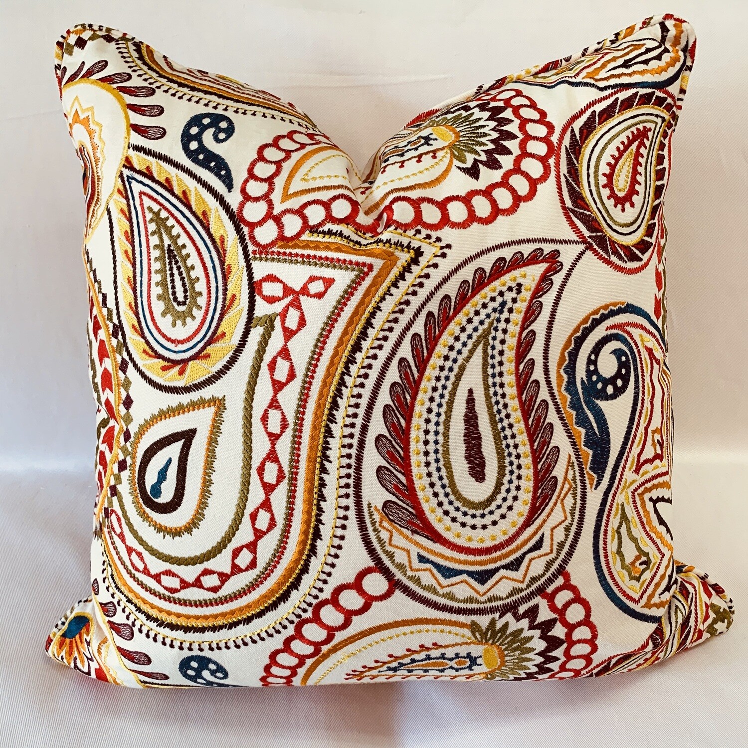 Paisley Embroidered Pillow