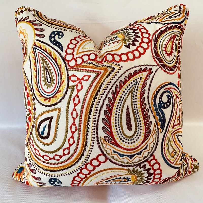 Paisley Embroidered Pillow