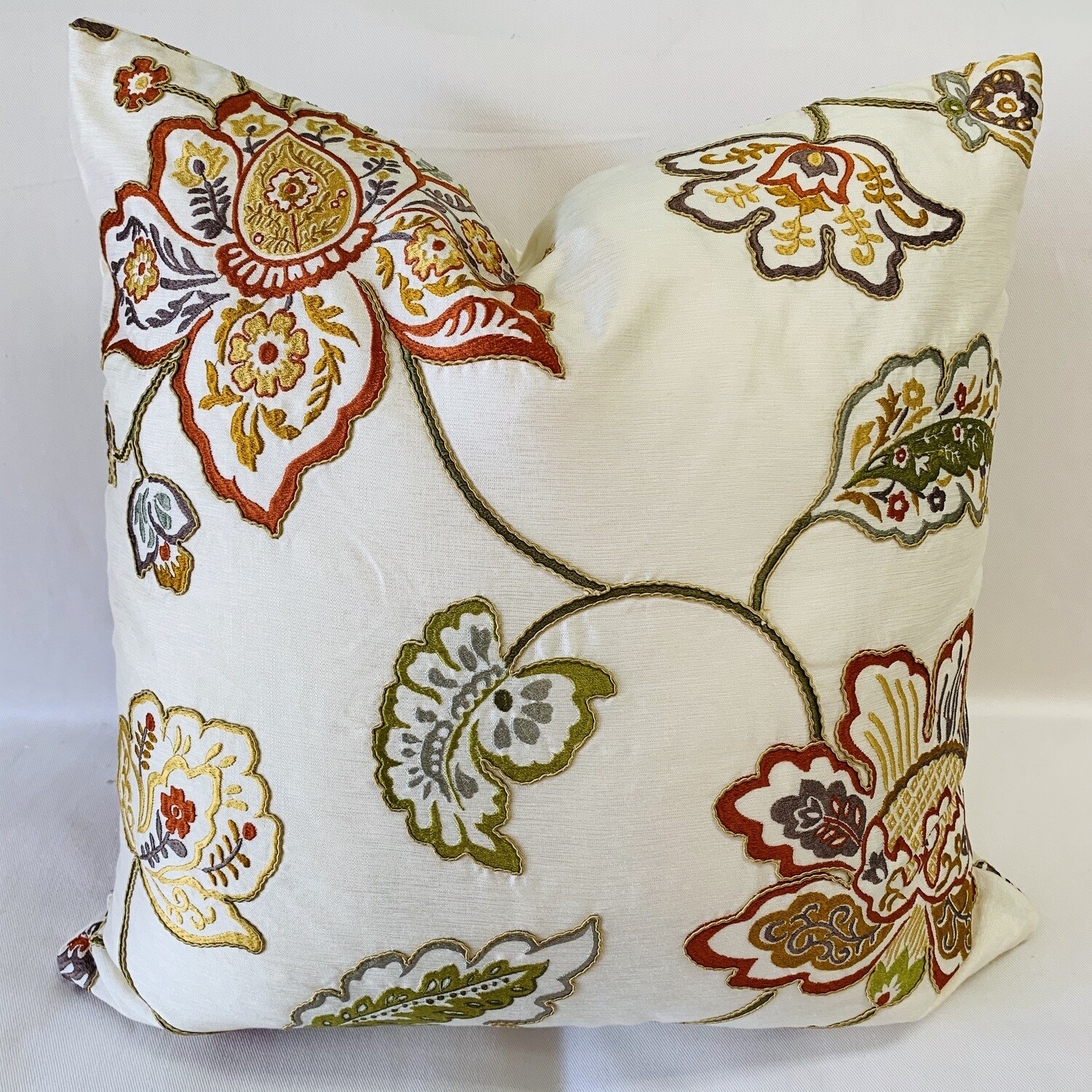 Embroidered Floral Pillow