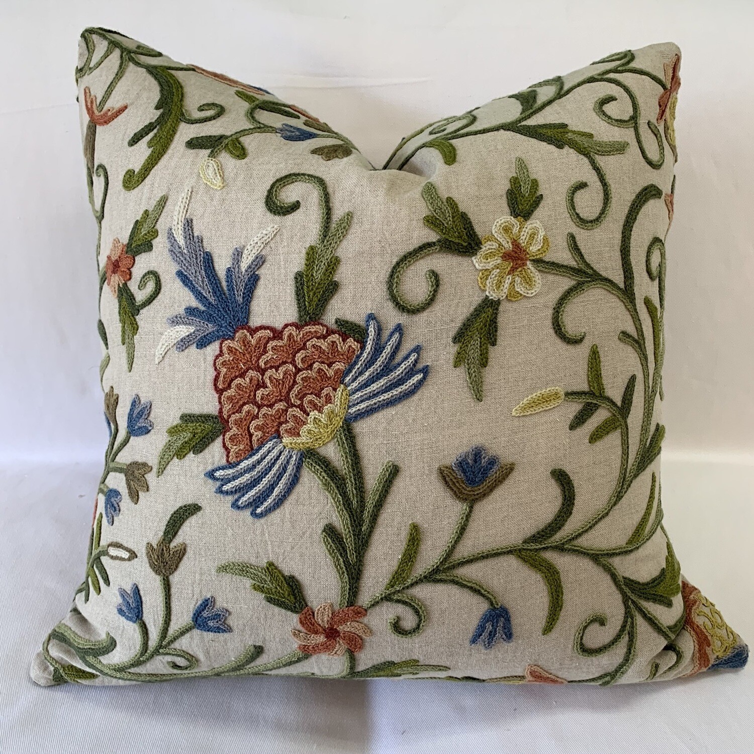 Crewelwork Multi Floral Pillow