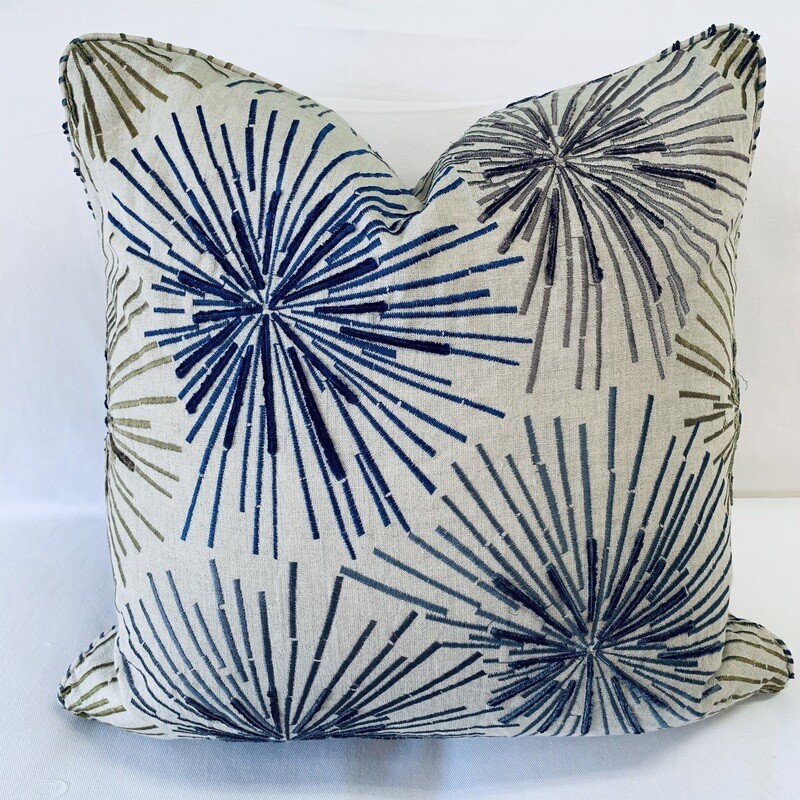 Blue, Green &amp; Purple Starburst Embellished Pillow