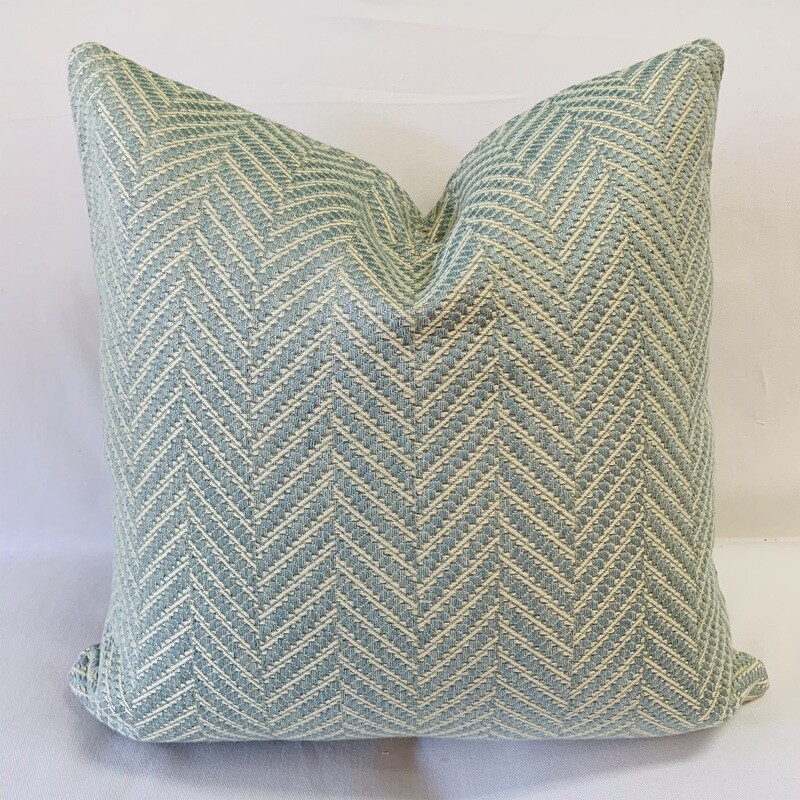 Blue &amp; Pale Yellow Chevron Pillow