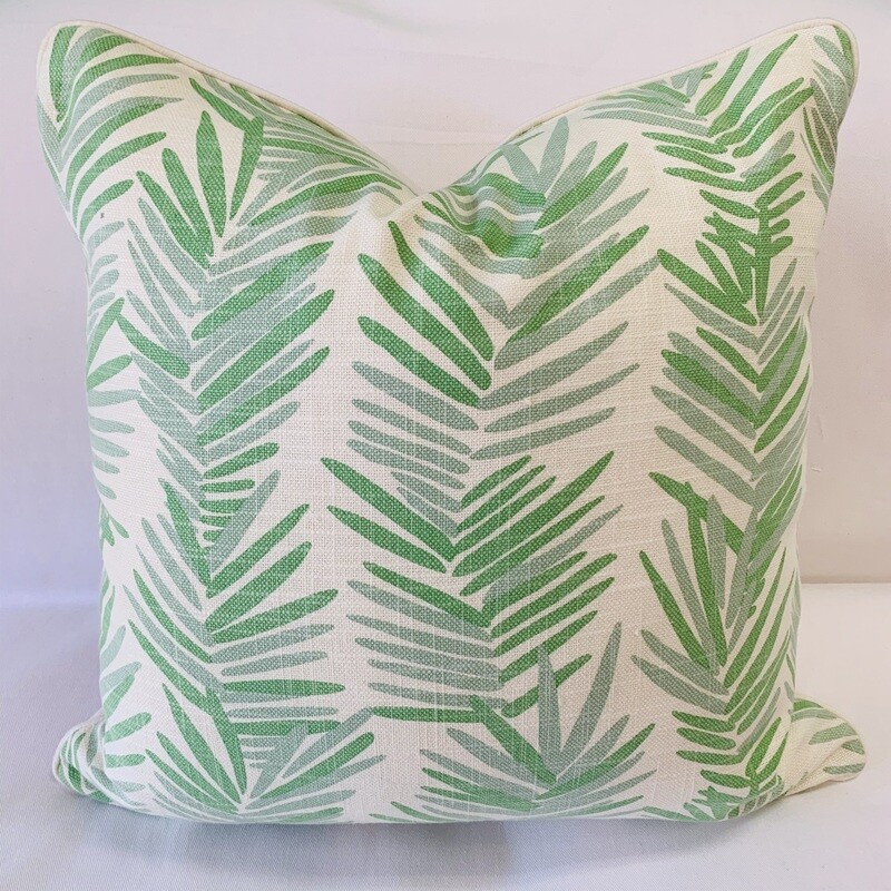 Green &amp; Grey Scrolling Leaf Pillow