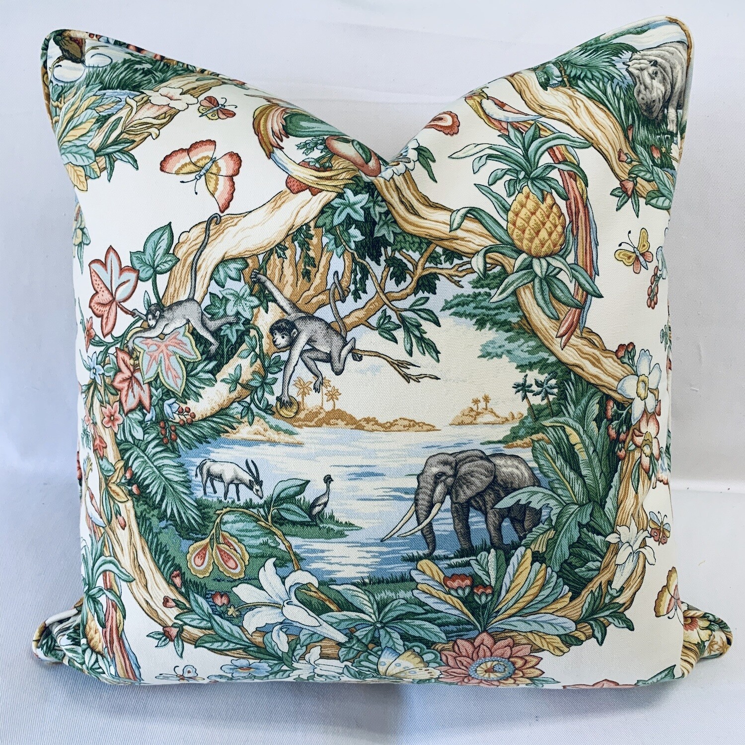 Oasis and Floral Scene Pillow