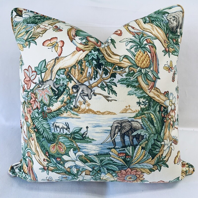 Oasis and Floral Scene Pillow