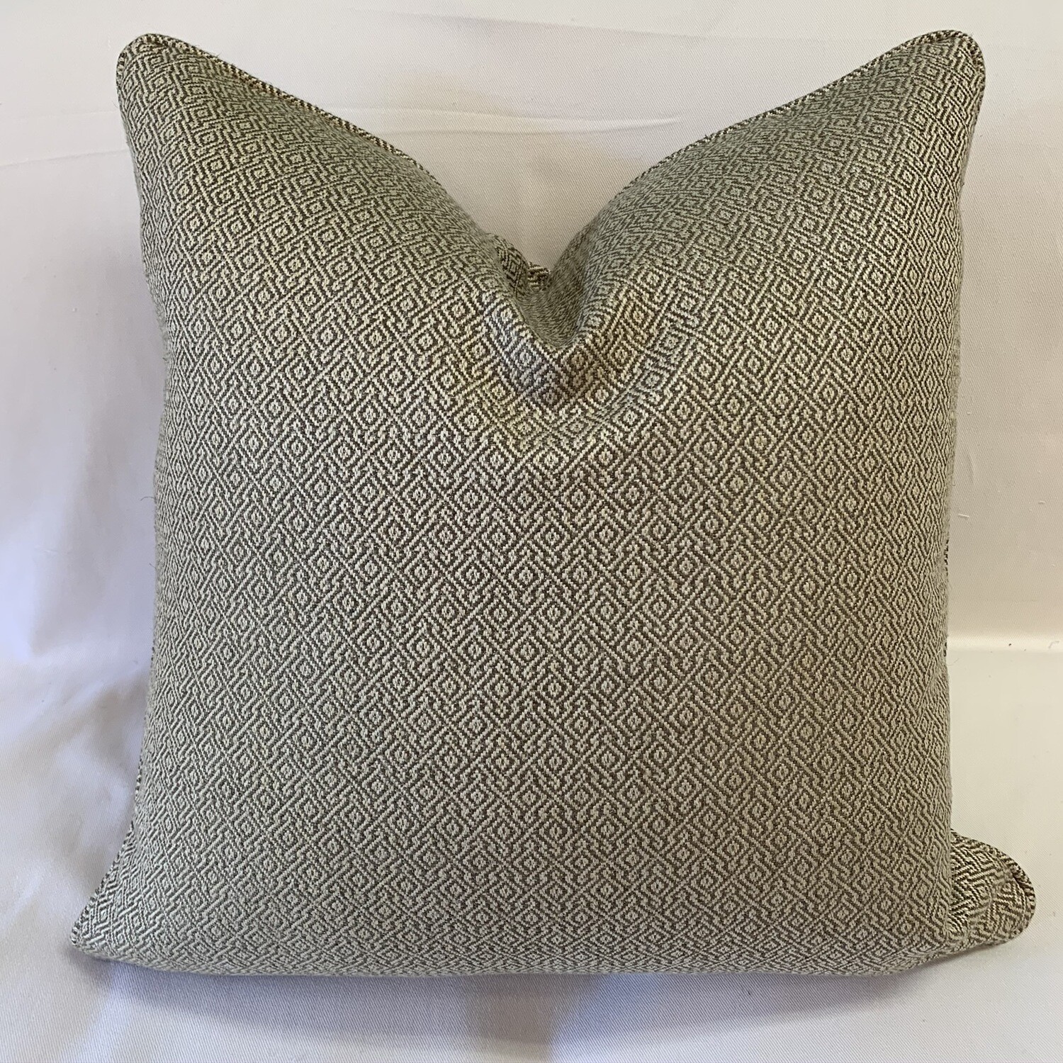 Pewter Green Small Diamond Woven Pillow
