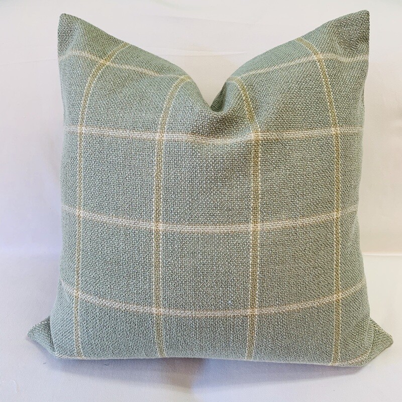 Blue, Cream &amp; Tan Window Pane Pillow
