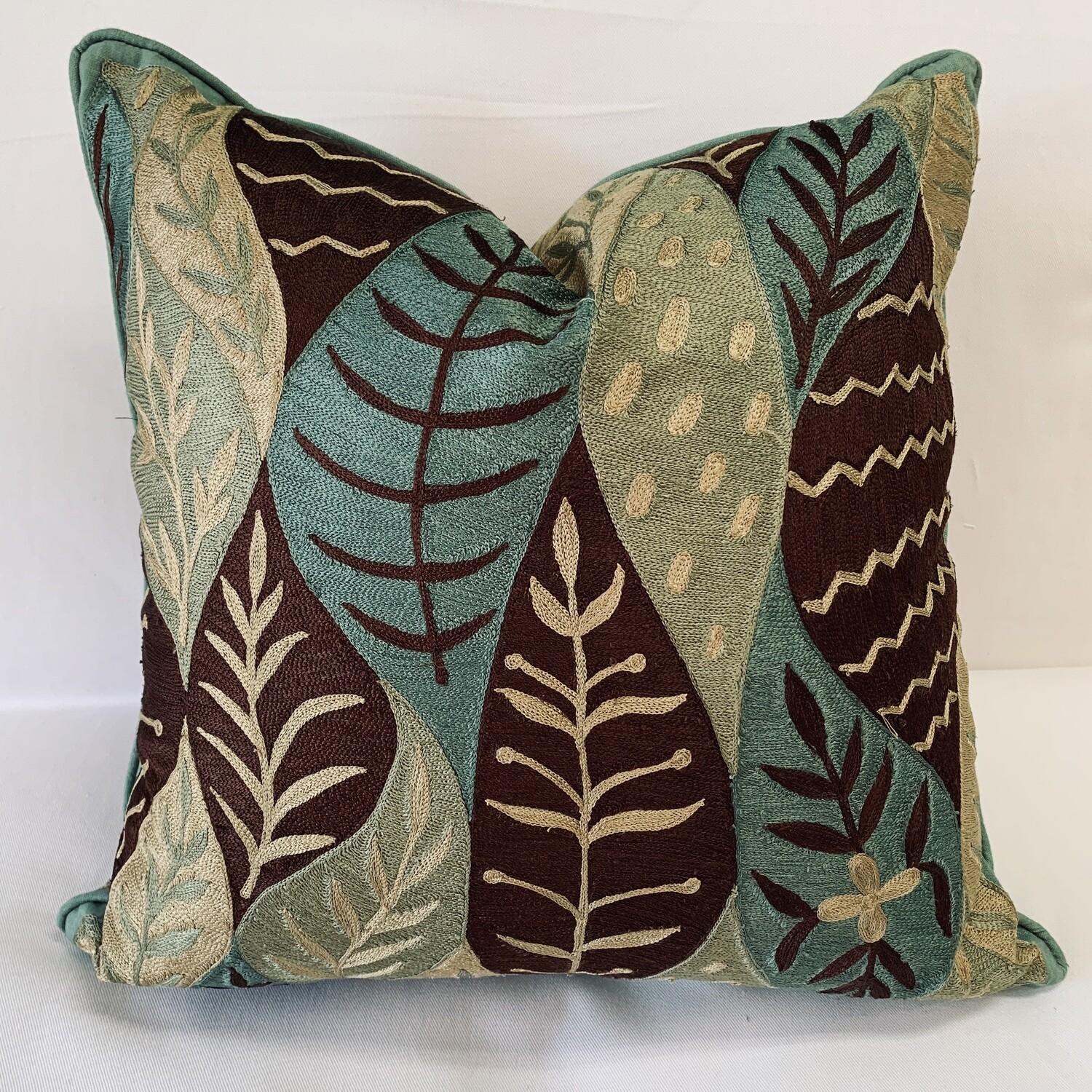Chain-stitched Leaves Pillow