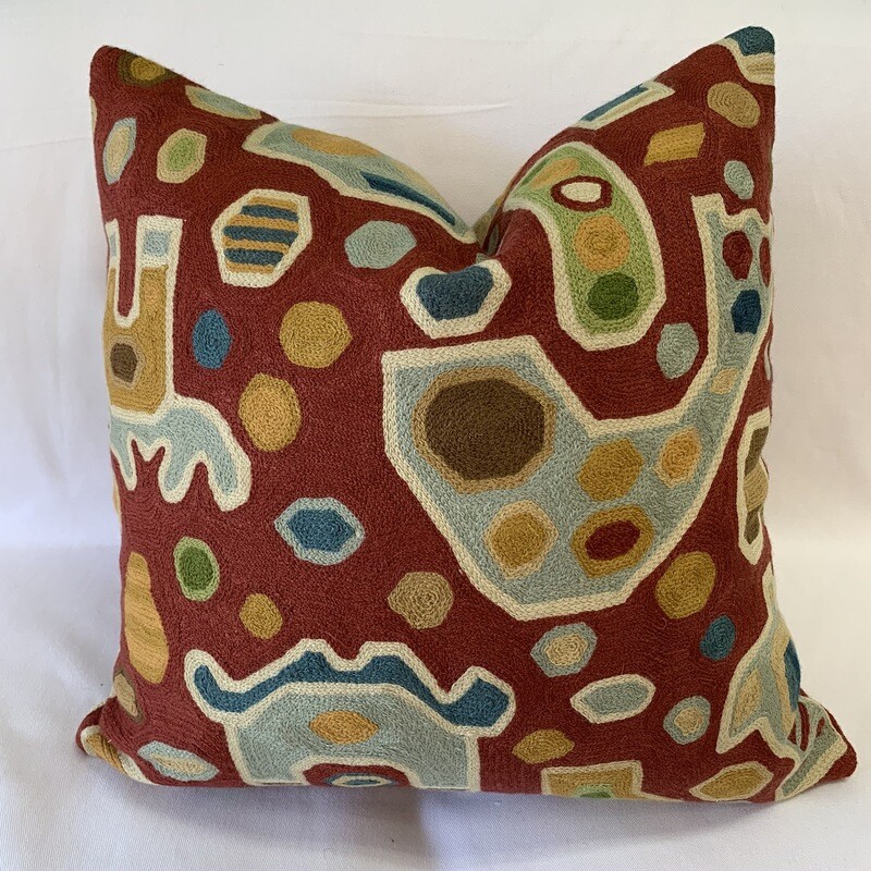 Chain-stitched Abstract Pillow