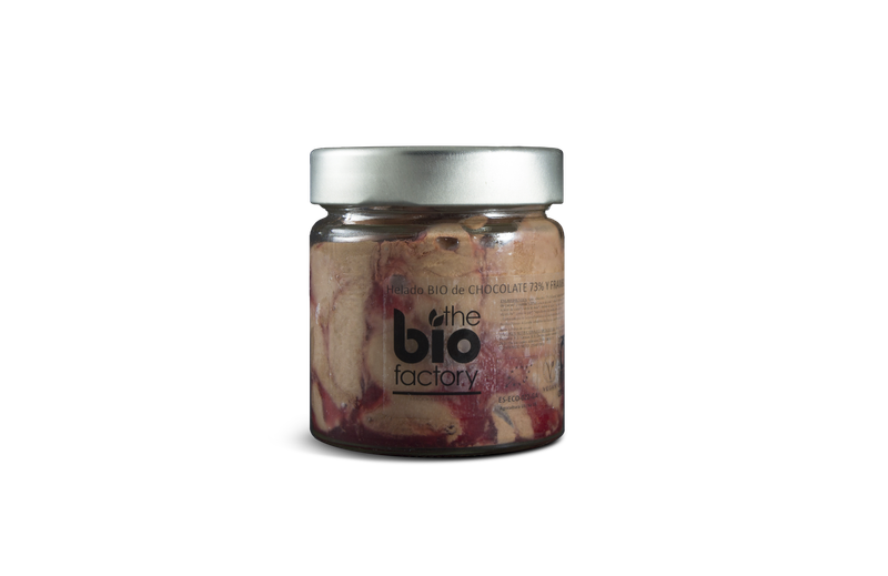 HELADO DE CHOCOLATE 73% CON FRAMBUESA ECOLÓGICO Y VEGANO  212ml - VIDRIO (Envío gratuito)