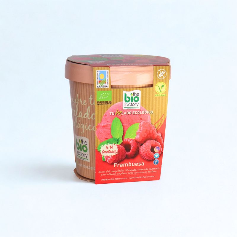 HELADO DE FRAMBUESA ECOLÓGICO Y VEGANO 480ml (Envío gratuito)