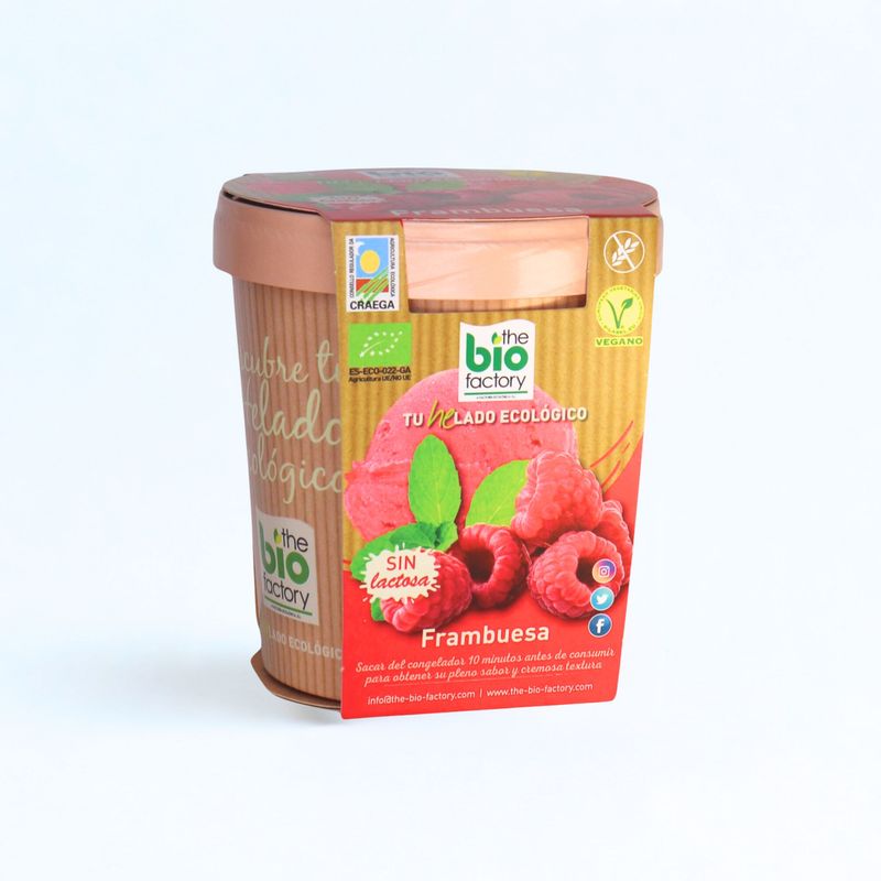 HELADO DE FRAMBUESA ECOLÓGICO Y VEGANO 480ml (Envío gratuito)