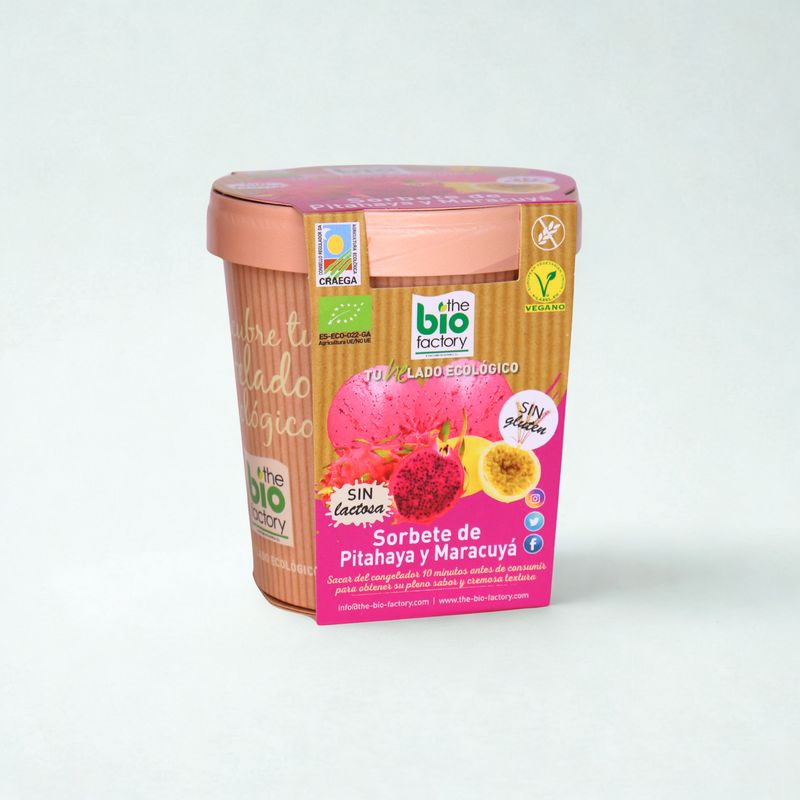 HELADO DE PITAHAYA CON MARACUYA ECOLÓGICO Y VEGANO 480ml (Envío gratuito)