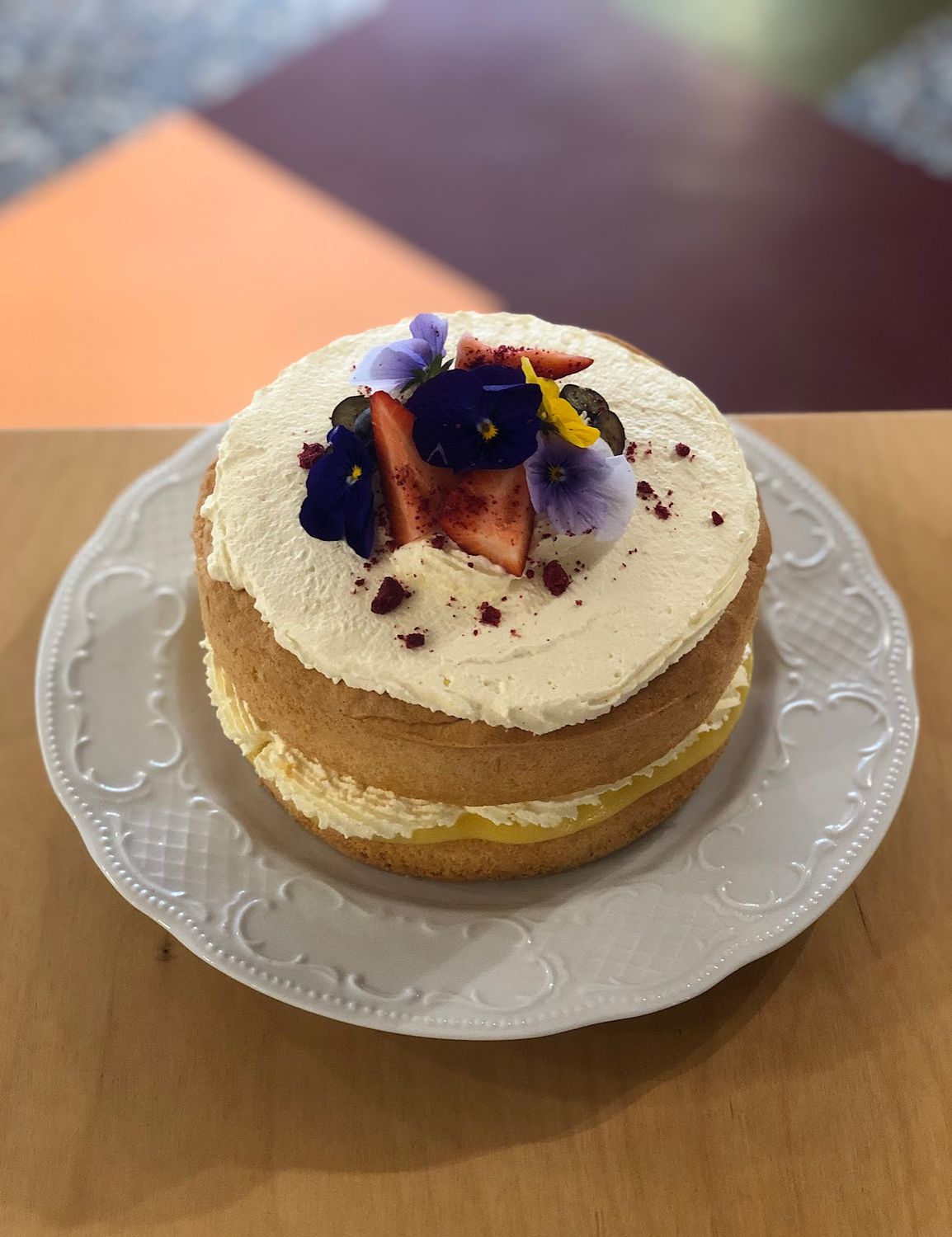 Easter Cream and Lemon Curd Sponge