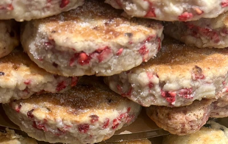10 White chocolate and Raspberry Welsh Cakes