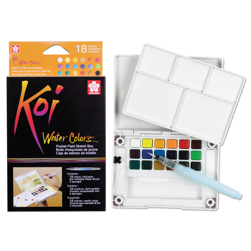 Koi Watercolor Pocket 18 Color Field Sketch Box