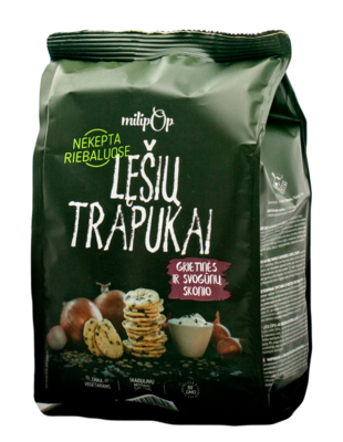 Lęšių trapukai grietinės ir svogūnų skonio MILIPOP, 90g Lęšių trapukai grietinės ir svogūnų skonio MILIPOP, 90g