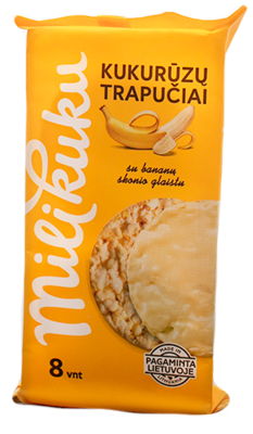 Kukurūzų tr. su bananiniu glaistu MILIKUKU, 95g Kukurūzų tr. su bananiniu glaistu MILIKUKU, 95g