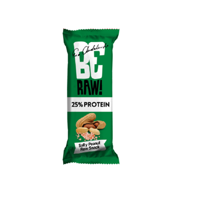 Baltyminis batonėlis su sudytais riešutais Be Raw, 40g Baltyminis batonėlis su sudytais riešutais Be Raw, 40g