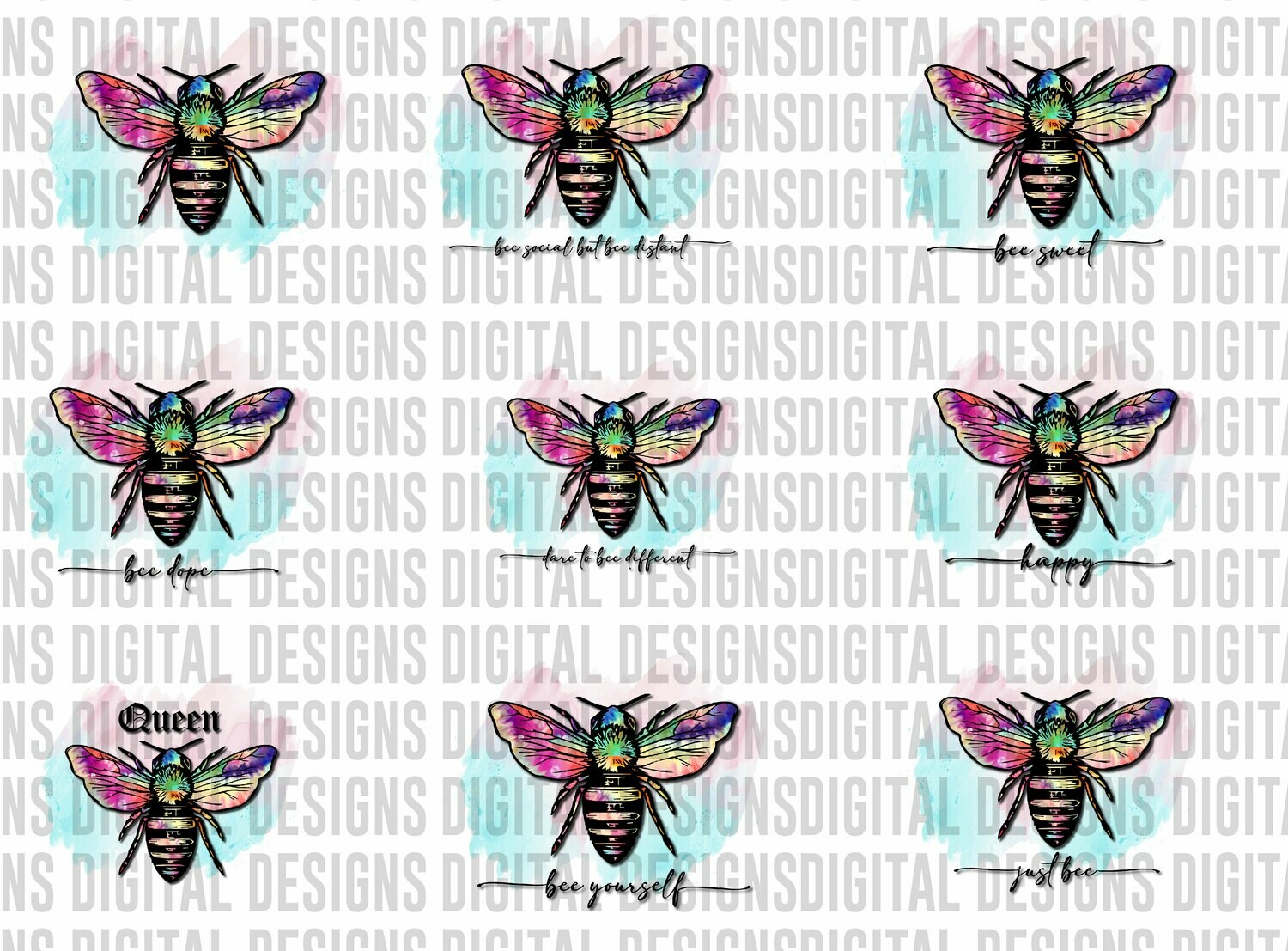 Bee - Tie Dye Wings - Many options