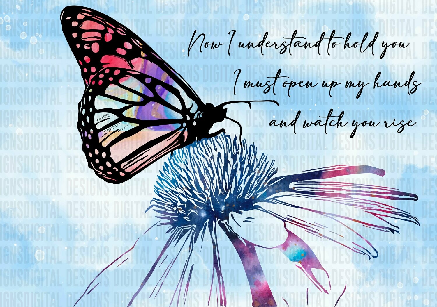 Butterfly on Flower - PNG SUBLIMATION PRINT