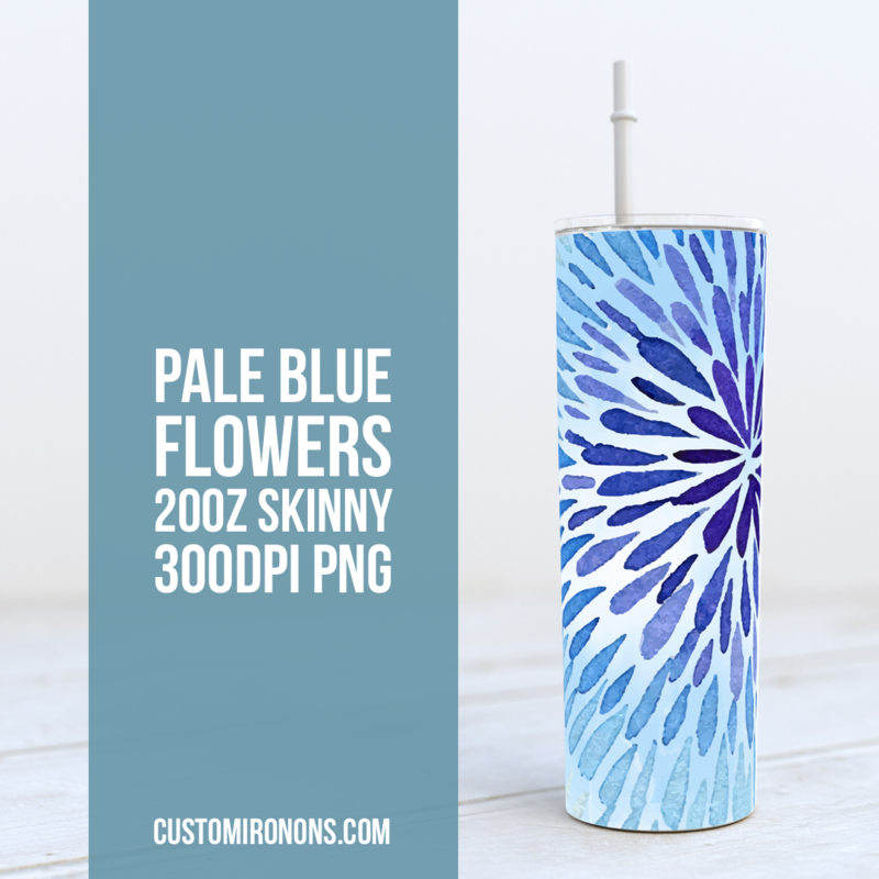 Blue Watercolor Flower 20oz Skinny TUMBLER PNG Sublimation