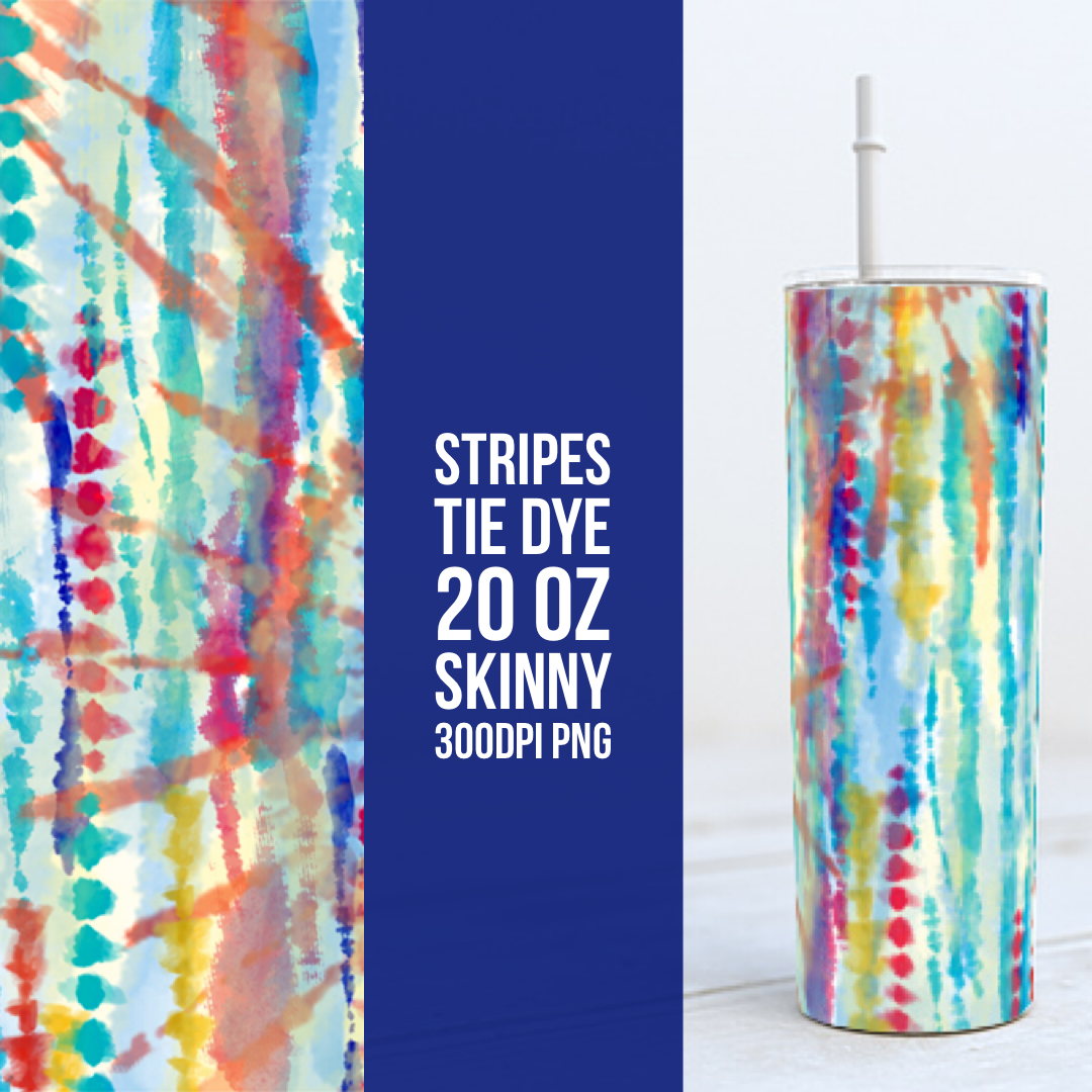 Tie Dye Stripes 20oz Skinny TUMBLER PNG Sublimation