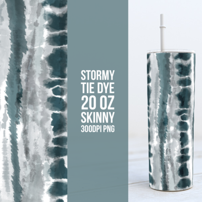 Stormy Tie Dye 20oz Skinny TUMBLER PNG Sublimation