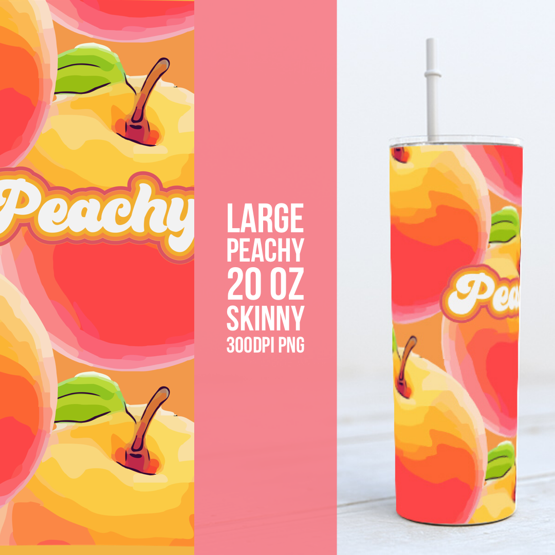 Large Peach -  20oz Skinny TUMBLER PNG Sublimation
