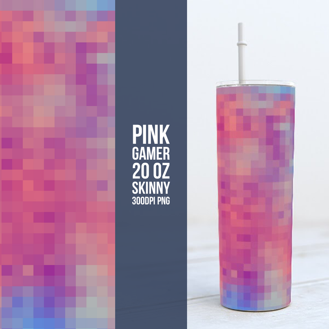 Pink Gamer -  20oz Skinny TUMBLER PNG Sublimation
