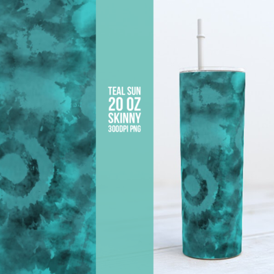 Teal Sun - 20oz Skinny TUMBLER PNG Sublimation