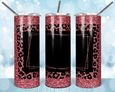 Pink Cheetah 2 versions - Add your own text -  20oz Skinny & Straight TUMBLER PNG Sublimation