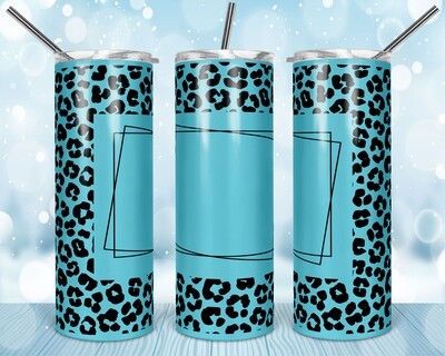 Blue Cheetah Add your own text -  20oz Skinny & Straight TUMBLER PNG Sublimation