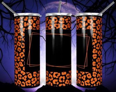 Orange Cheetah Add your own text -  20oz Skinny & Straight TUMBLER PNG Sublimation