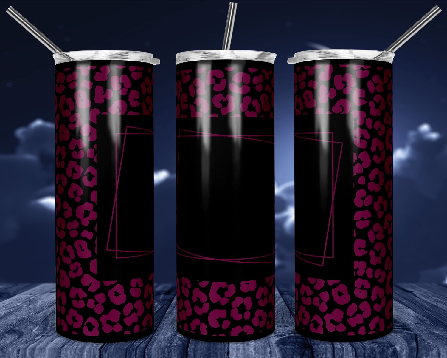 Plum Cheetah - Add your own text - 20oz Skinny & Straight TUMBLER PNG Sublimation