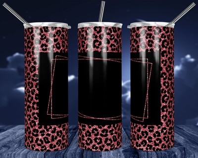 Pink Full Print Cheetah- Add your own text -  20oz Skinny & Straight TUMBLER PNG Sublimation