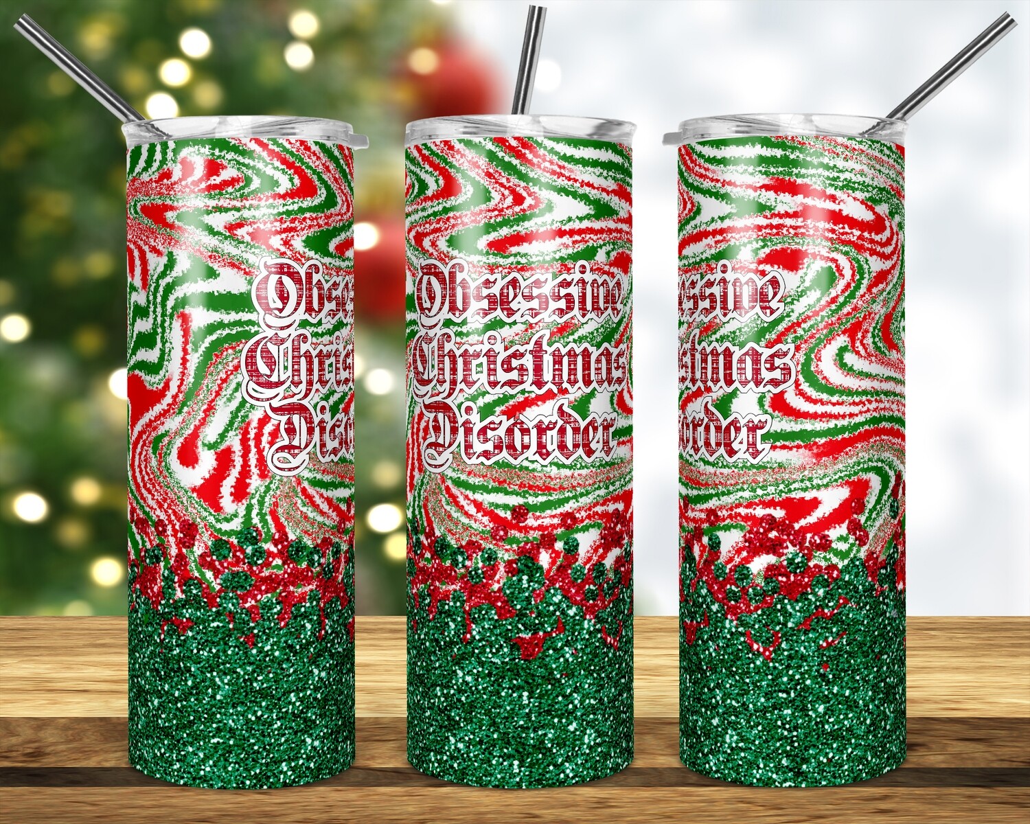 OCD Christmas -  20oz & 30oz Tapered + Square - TUMBLER PNG Sublimation