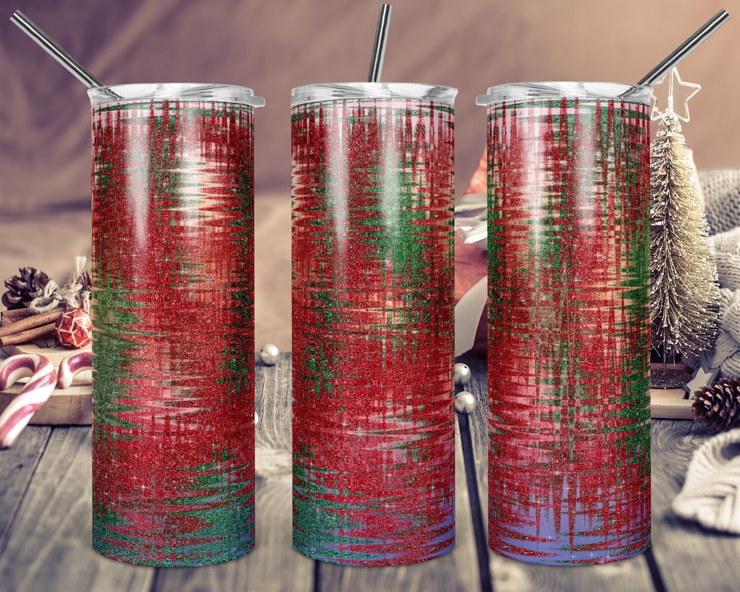 Holiday Wrap - Add a name -  20oz & 30oz Tapered + Square - TUMBLER PNG Sublimation