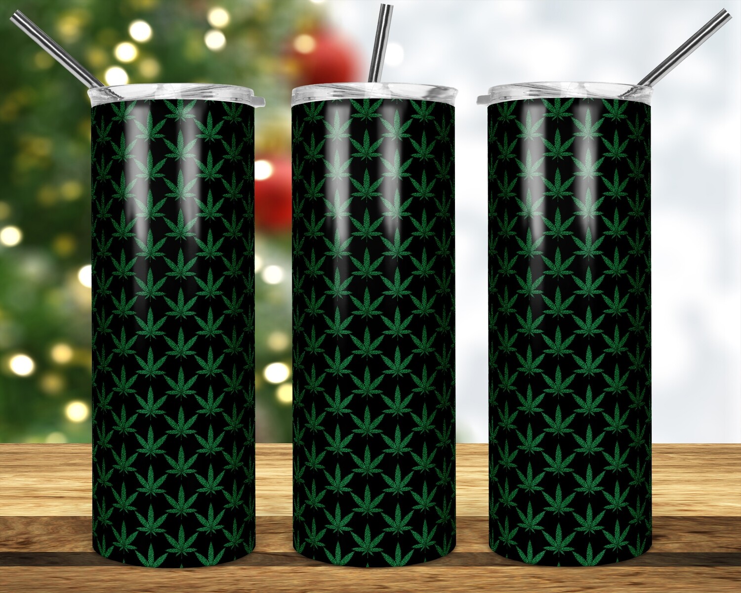 Green Sparkle Weed Cannabis Marijuana Leaf - 20oz & 30 Skinny TUMBLER PNG Sublimation