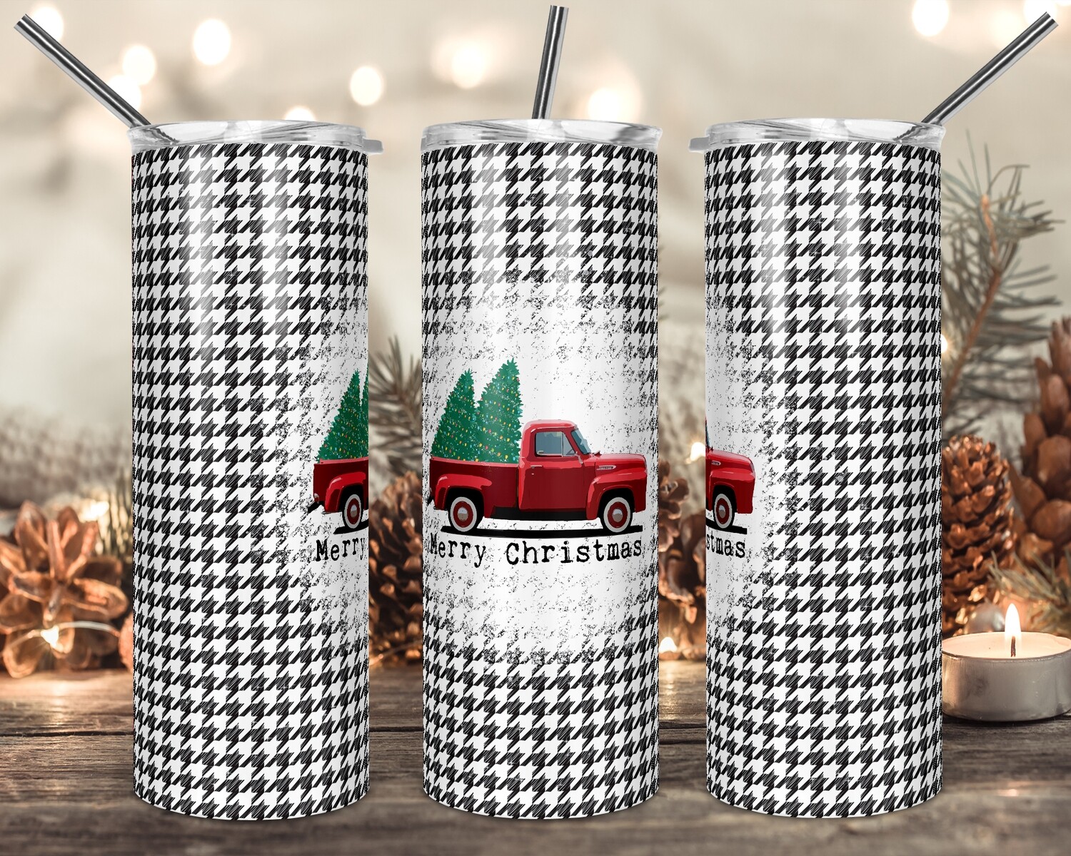 MEGA PACK OF 8 DIFFERENT Truck Buffalo Plaid Merry Christmas - 20oz & 30oz Skinny TUMBLER PNG Sublimation
