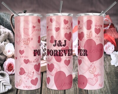 Valentines Day Flowing Hearts - 20oz &amp; 30oz Skinny/Straight TUMBLER PNG Sublimation