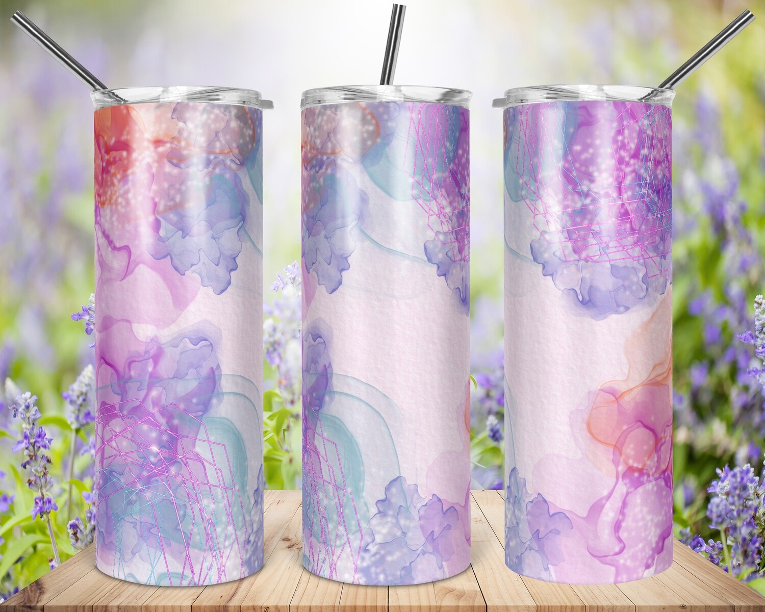 Geo Water Colors - 20oz Tapered + 20/30oz STRAIGHT TUMBLER PNG Sublimation