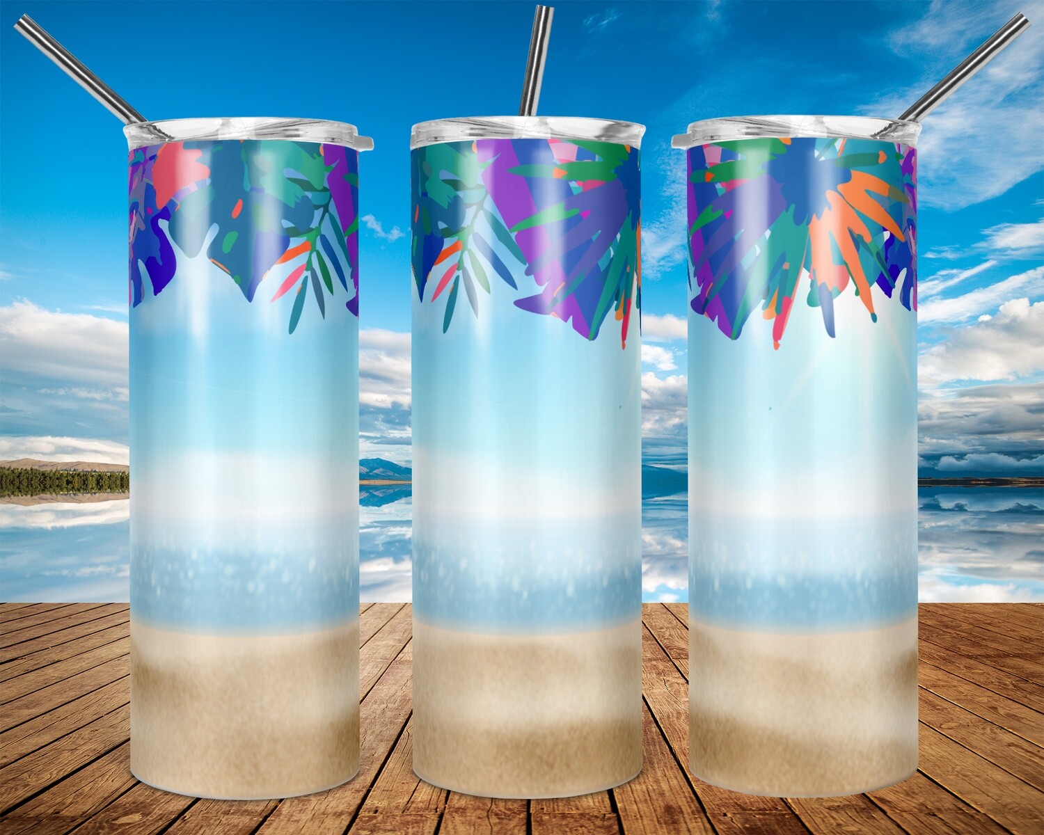 Beach Palms - 20/30oz Tapered + 20 STRAIGHT TUMBLER PNG Sublimation