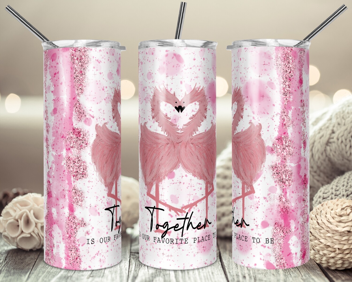 Loving Flamingos - 20oz Tapered + 20/30oz STRAIGHT TUMBLER PNG Sublimation